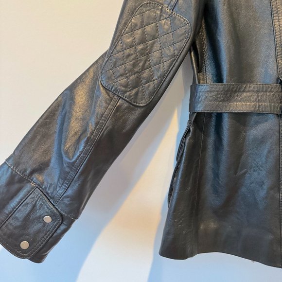 Alain de France 100% Authentic Black Leather Jacket with Quilted Moto Accents - Picture 4 of 7